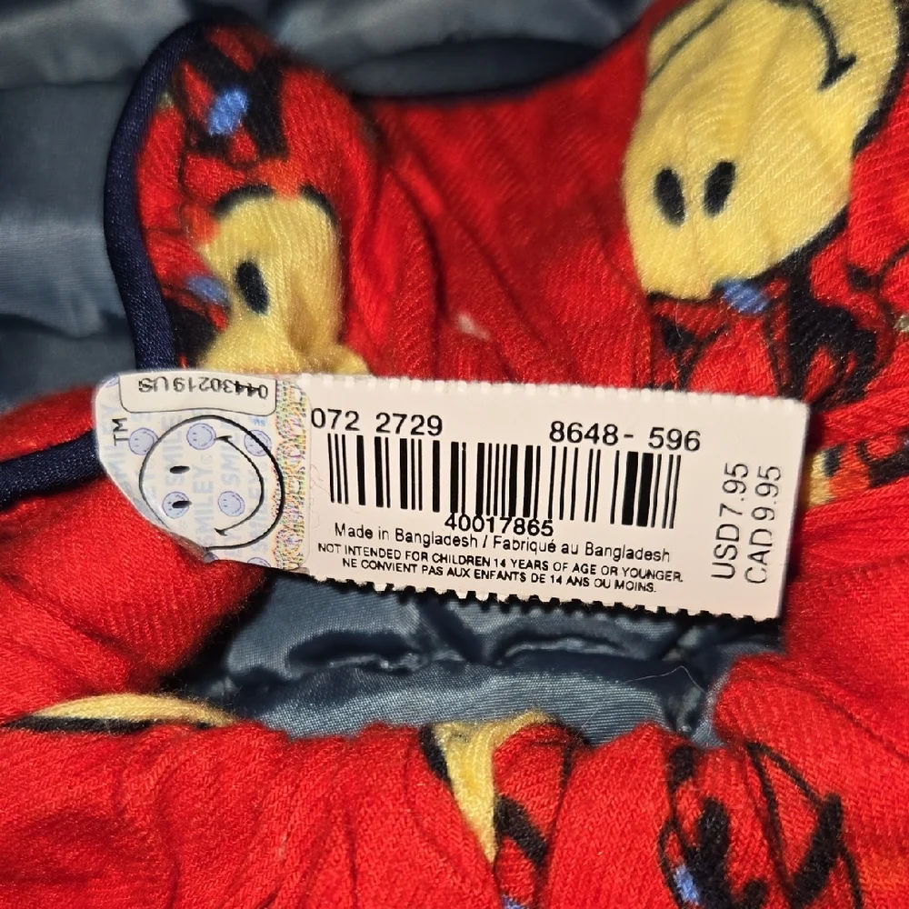 NWT Aerie Red and Yellow Smiley Patterned Scrunchie
